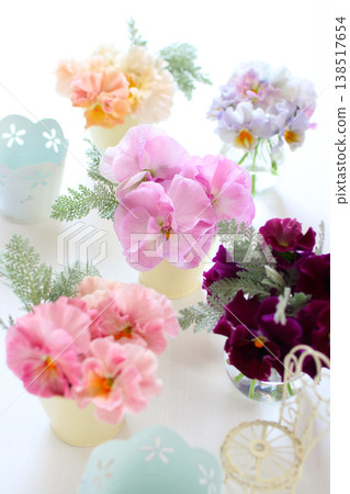 A pansy arrangement in soft colors A pansy arrangement in soft colors 138517654