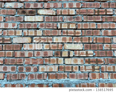 New Red Brick Wall Construction Texture Background Close-up 138517695