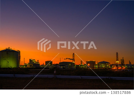 Sunset, industrial complex, spectacular view, Keiyo Industrial Zone, Chiba, Ichihara City 138517886