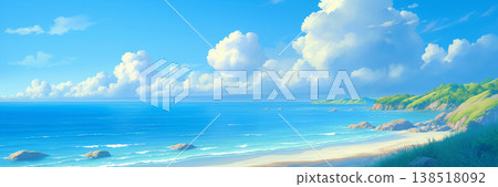 Summer seascape, anime style Summer seascape, anime style 138518092