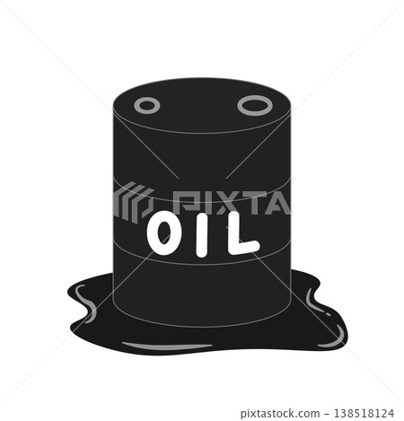 原油洩漏和黑色油桶的示意圖 138518124