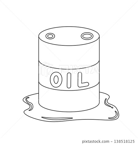 線描圖：一個桶子和洩漏的液體 138518125