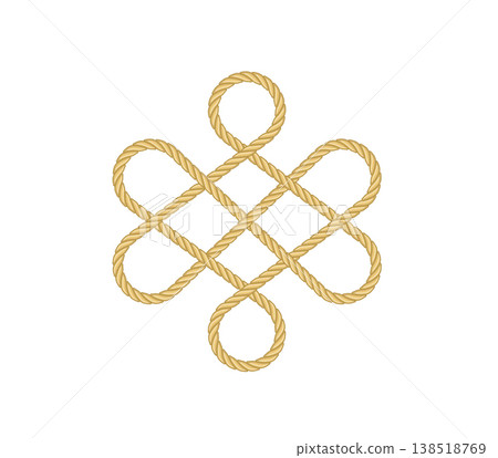 Rope off Tuvan knot of happiness and peace Rope off Tuvan knot of happiness and peace 138518769