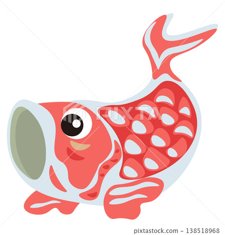 An illustration of a red carp streamer ornament made of ceramic. An illustration of a red carp streamer ornament made of ceramic. 138518968