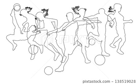Soccer Football Players Male Female Silhouettes 138519028