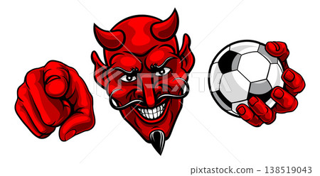 Devil Soccer Football Ball Mascot Illustration Devil Soccer Football Ball Mascot Illustration 138519043