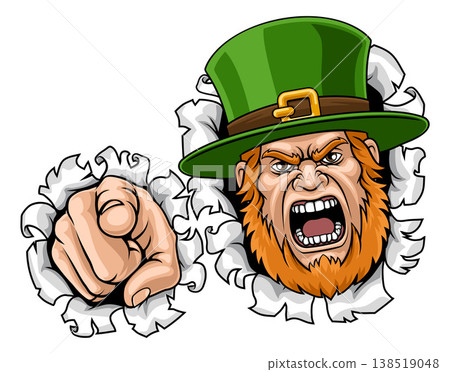 Leprechaun Celtic Irish Angry Cartoon Mascot Man 138519048