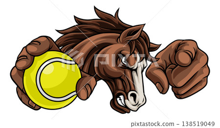 Horse Mustang Stallion Tennis Sports Team Mascot Horse Mustang Stallion Tennis Sports Team Mascot 138519049