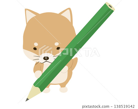 柴犬拿著鉛筆 柴犬拿著鉛筆 138519142