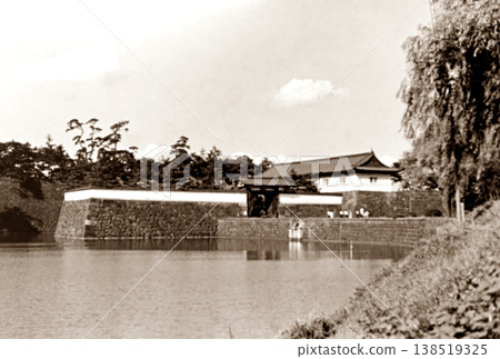 Old photo, 1956, Tokyo, Imperial Palace Outer Garden, Sakuradamon Gate 138519325