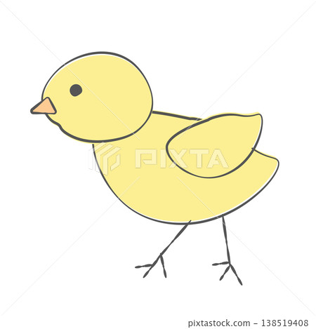 A set of simple chick illustrations (Spring, Easter, Animals, Hand-drawn style, Muted colors) 138519408