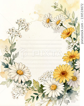 白色和黃色花卉圖案的文具 138519872