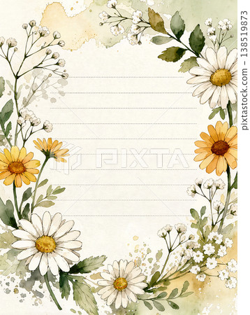 白色和黃色花卉圖案的文具 138519873