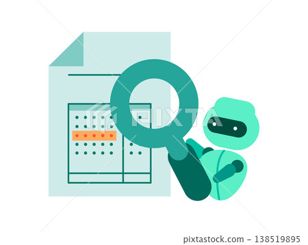 Illustration of AI-powered OCR reading of invoices and automatic journal entries: Accounting DX utilizing technology 138519895