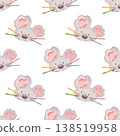 Seamless pattern, funny koalas with pencil mustaches. Hand-painted watercolor illustration isolated on white. Cute, quirky design perfect for kids products, stationery, textiles, packaging, branding 138519958