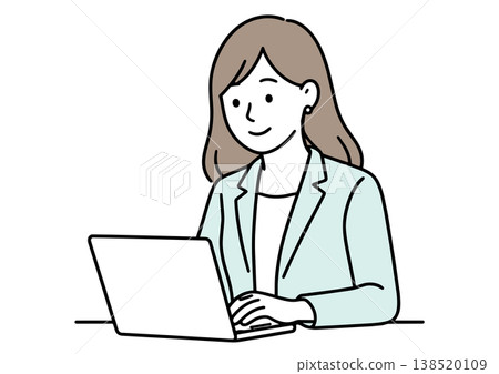 A smiling woman using a laptop 138520109