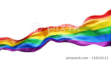 Rainbow flag ribbon flowing for pride month isolated on white background with copy space 3D render Rainbow flag ribbon flowing for pride month isolated on white background with copy space 3D render 138520111