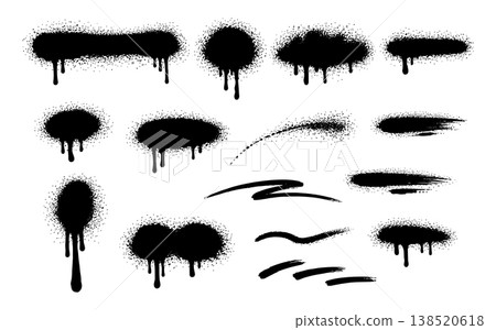 Spray splash black with paint vector background for isolated texture drip. Abstract grunge splatter with spray art graffiti for stain brush graphic. Design set spray with drop paint dot Spray splash black with paint vector background for isolated texture drip. Abstract grunge splatter with spray art graffiti for stain brush graphic. Design set spray with drop paint dot 138520618