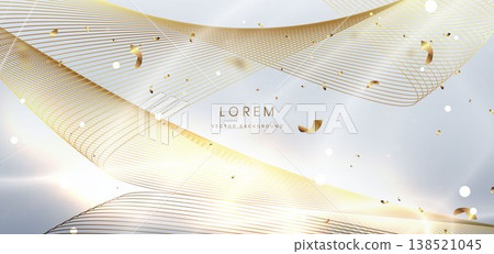 Abstract luxury white background with gold lighting and confetti effect sparkle. Abstract luxury white background with gold lighting and confetti effect sparkle. 138521045