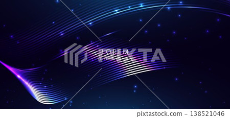 Abstract futuristic glowing blue curve lines. Hi speed motion moving concept on dark blue background. Abstract futuristic glowing blue curve lines. Hi speed motion moving concept on dark blue background. 138521046