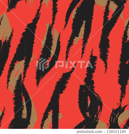 Animal Print Fashion Red And Black Brush Stroke Pattern For Textile Design Bold And Striking Homeware Decor Modern Artistic Style Fabric 138521184