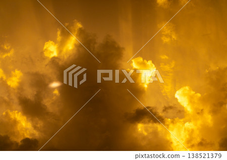 Golden clouds like fire above Naha Airport Golden clouds like fire above Naha Airport 138521379