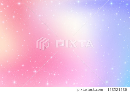 Cosmic galaxy with violet gradient and pink nebula. Celestial backdrop featuring glowing stars. Magical twilight colors creating ethereal atmosphere. Vector bg 138521386