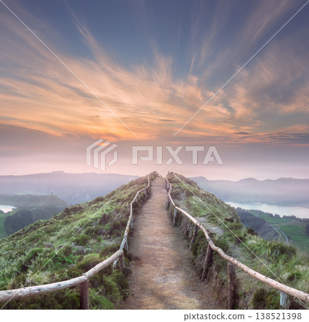 Mountain landscape Ponta Delgada island, Azores Portugal 138521398