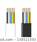 Multi core electrical cable cross section, vector illustration. 138521503