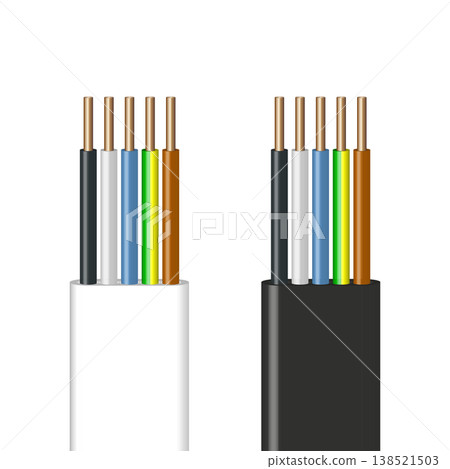Multi core electrical cable cross section, vector illustration. Multi core electrical cable cross section, vector illustration. 138521503