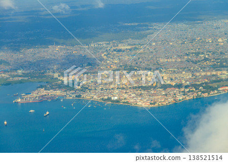 Aerial view of tropical island Zanzibar in the Indian ocean in Tanzania, East Africa Aerial view of tropical island Zanzibar in the Indian ocean in Tanzania, East Africa 138521514