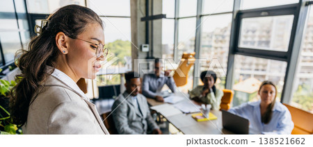 Corporate leader delivers investor overview with graphical data analysis Corporate leader delivers investor overview with graphical data analysis 138521662
