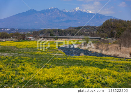 Shiokawa and the Yatsugatake mountain range in spring Shiokawa and the Yatsugatake mountain range in spring 138522203