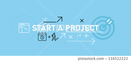 start a project business icons and project planning for corporate landing page web header banner professional management strategy process startup launch ideas 138522222