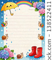 Stationery featuring hydrangeas, rainbows, the rainy season, snails, umbrellas, and rain boots. 138522411