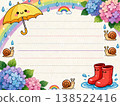 Stationery featuring hydrangeas, rainbows, the rainy season, snails, umbrellas, and rain boots. 138522416