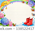 Stationery featuring hydrangeas, rainbows, the rainy season, snails, umbrellas, and rain boots. 138522417