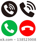 Simple icon set for telephone, handset, and incoming call. 138523008