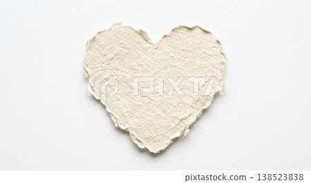 Handmade paper heart on a white background showing creativity and craft skills for art projects and gifts 138523838