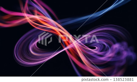 Colorful light trails swirl and twist in a dark space creating dynamic patterns of motion and energy 138523881