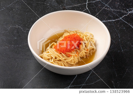 Japanese noodles with tobiko and light broth 138523966