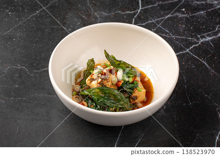 Tofu appetizer with spinach and sesame oil Tofu appetizer with spinach and sesame oil 138523970