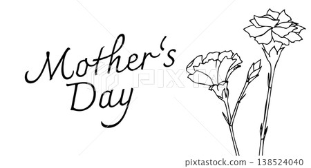 Carnation horizontal banner background material | Flowers, Mother's Day, Line drawing, White space Carnation horizontal banner background material | Flowers, Mother's Day, Line drawing, White space 138524040