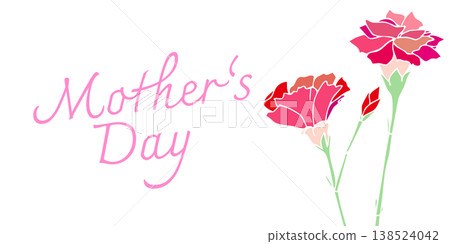 Mother's Day Banner Material: Carnations and Handwritten Text | Flowers, Gratitude, Floral, Horizontal Mother's Day Banner Material: Carnations and Handwritten Text | Flowers, Gratitude, Floral, Horizontal 138524042