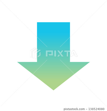 A downward-pointing arrow icon with a gradient that changes from blue to green. A downward-pointing arrow icon with a gradient that changes from blue to green. 138524080