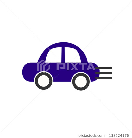 A simple icon of a blue car driving. 138524176