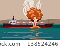 Gas tanker Explosion at Sea Conflict Maritime Disaster 138524246