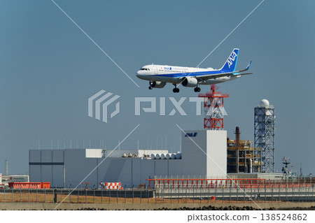 A passenger plane approaching Haneda's Runway A A passenger plane approaching Haneda's Runway A 138524862