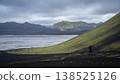 Man photographing glacial landscape with mountains and glacial river, Iceland 138525126