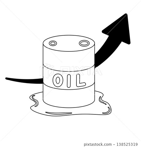 油桶和向上箭頭的線條畫。 油桶和向上箭頭的線條畫。 138525319